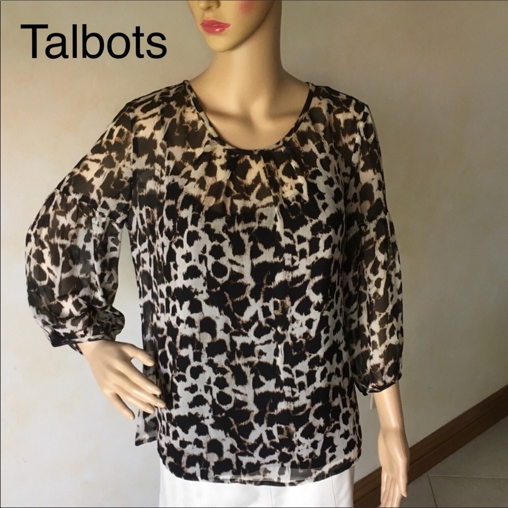 Talbots Leopard print Top w/camisole 3/4 sleeve